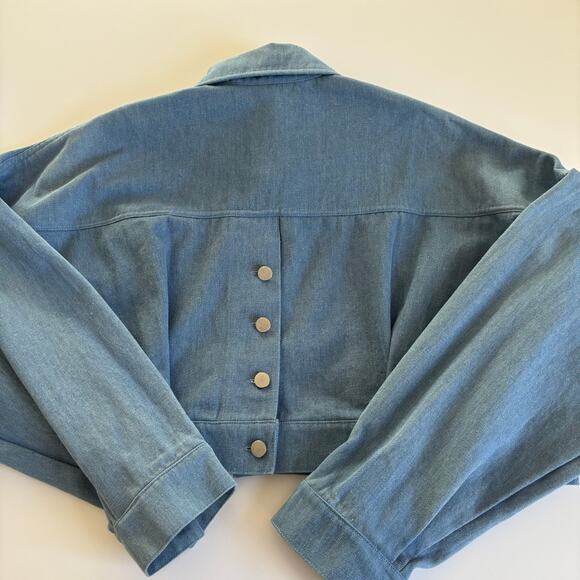 Windsor Cropped Jean Jacket Light Blue Wash Denim Women’s Small Cotton-blend - Picture 7 of 7